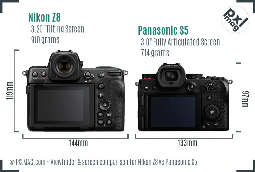 Nikon Z8 vs Panasonic S5 Screen and Viewfinder comparison
