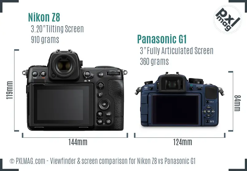 Nikon Z8 vs Panasonic G1 Screen and Viewfinder comparison