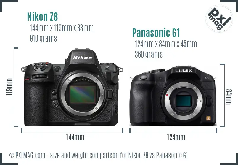 Nikon Z8 vs Panasonic G1 size comparison