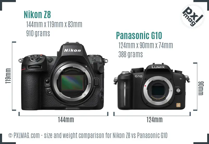 Nikon Z8 vs Panasonic G10 size comparison Nikon Z8 vs Panasonic G10 size comparison