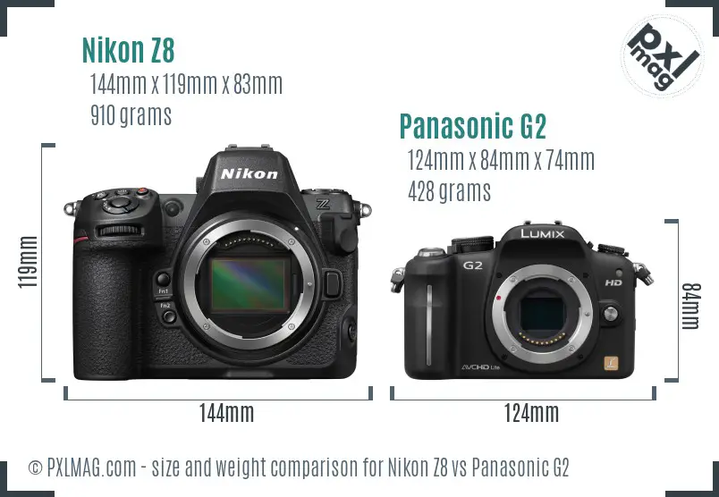 Nikon Z8 vs Panasonic G2 size comparison