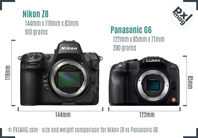 Nikon Z8 vs Panasonic G6 size comparison