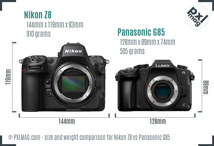 Nikon Z8 vs Panasonic G85 size comparison