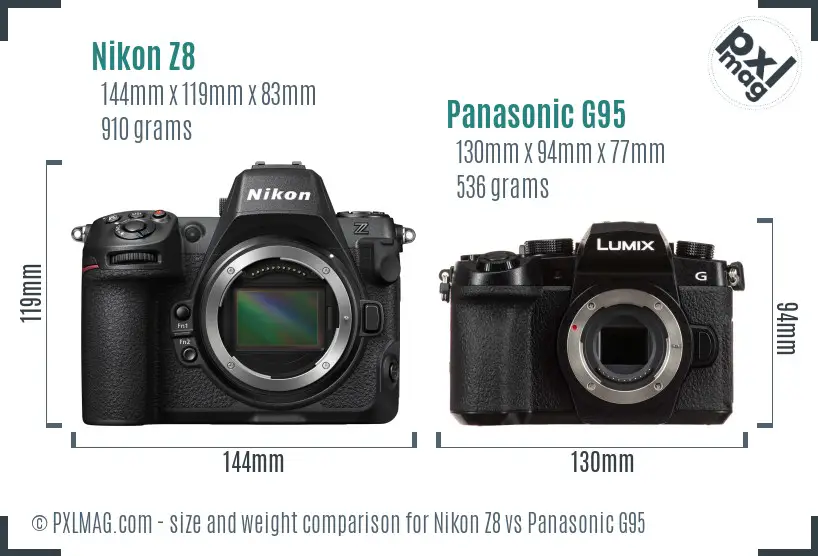 Nikon Z8 vs Panasonic G95 size comparison