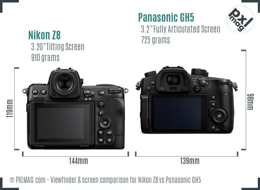 Nikon Z8 vs Panasonic GH5 Screen and Viewfinder comparison