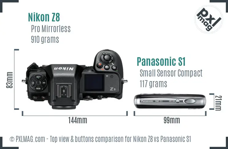Nikon Z8 vs Panasonic S1 top view buttons comparison