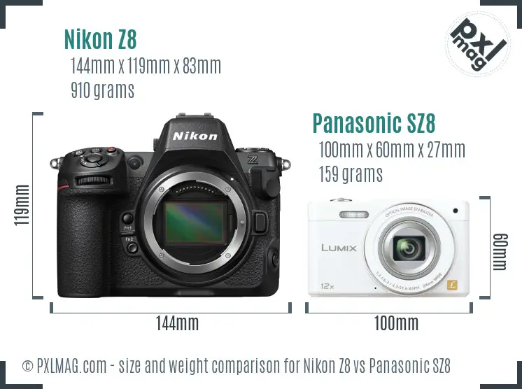 Nikon Z8 vs Panasonic SZ8 size comparison Nikon Z8 vs Panasonic SZ8 size comparison
