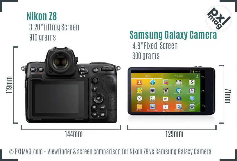 Nikon Z8 vs Samsung Galaxy Camera Screen and Viewfinder comparison Nikon Z8 vs Samsung Galaxy Camera Screen and Viewfinder comparison