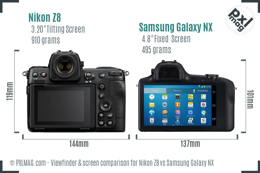 Nikon Z8 vs Samsung Galaxy NX Screen and Viewfinder comparison Nikon Z8 vs Samsung Galaxy NX Screen and Viewfinder comparison