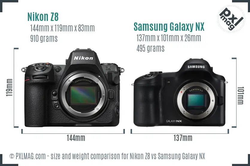 Nikon Z8 vs Samsung Galaxy NX size comparison Nikon Z8 vs Samsung Galaxy NX size comparison