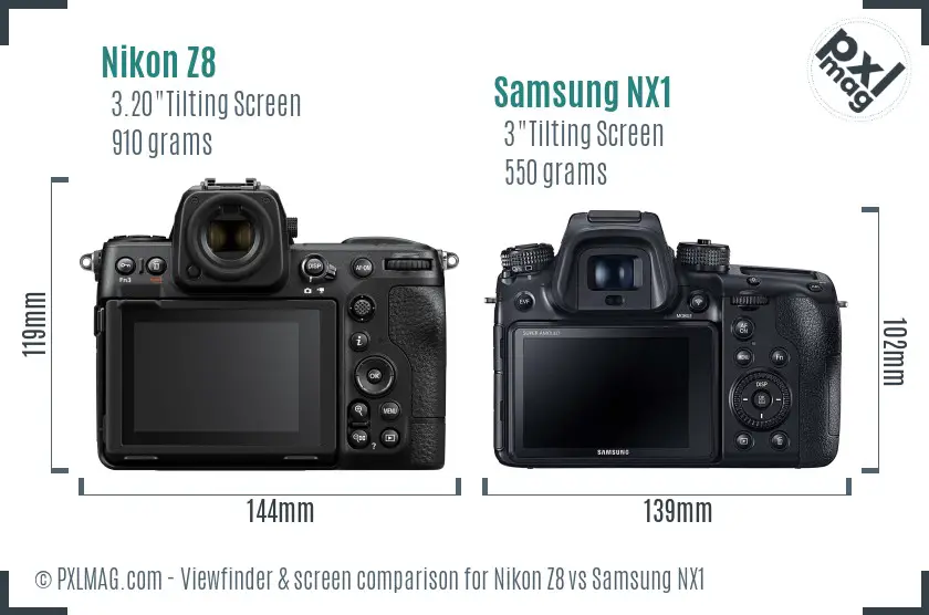 Nikon Z8 vs Samsung NX1 Screen and Viewfinder comparison Nikon Z8 vs Samsung NX1 Screen and Viewfinder comparison
