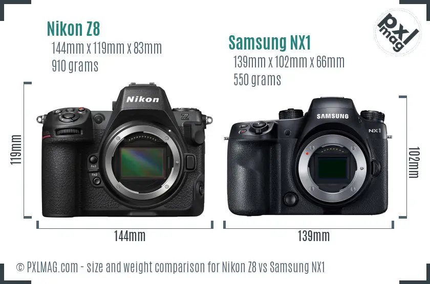 Nikon Z8 vs Samsung NX1 size comparison Nikon Z8 vs Samsung NX1 size comparison