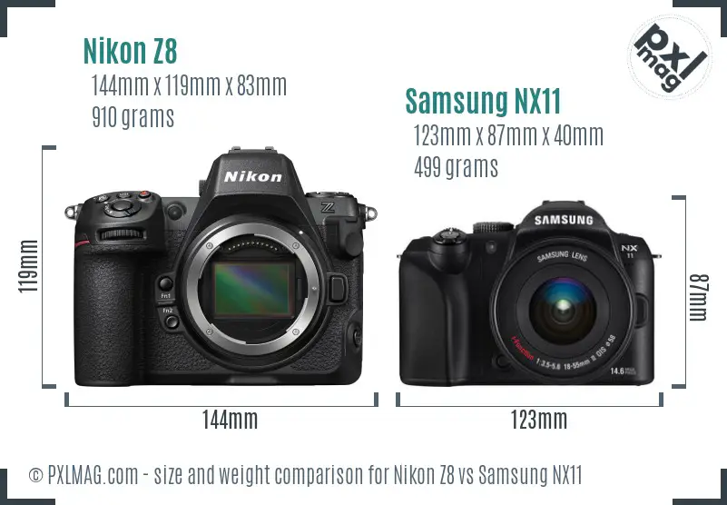 Nikon Z8 vs Samsung NX11 size comparison