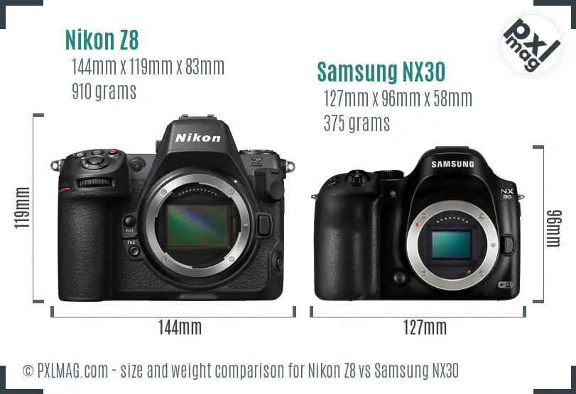 Nikon Z8 vs Samsung NX30 size comparison