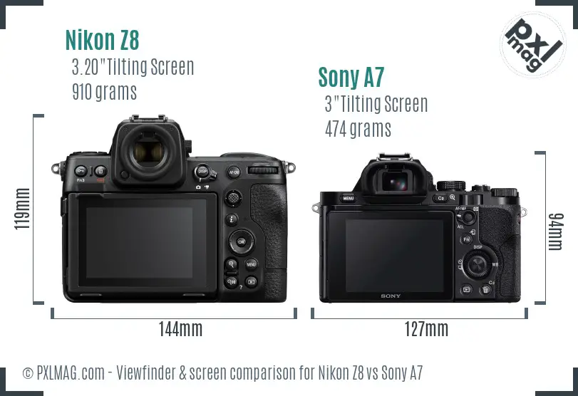 Nikon Z8 vs Sony A7 Screen and Viewfinder comparison Nikon Z8 vs Sony A7 Screen and Viewfinder comparison