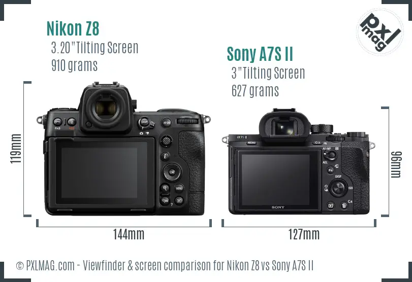 Nikon Z8 vs Sony A7S II Screen and Viewfinder comparison
