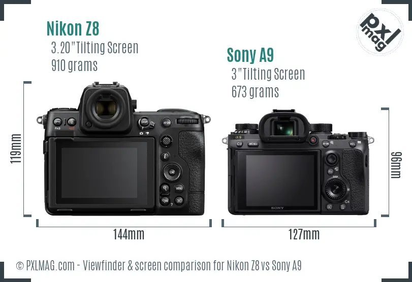Nikon Z8 vs Sony A9 Screen and Viewfinder comparison