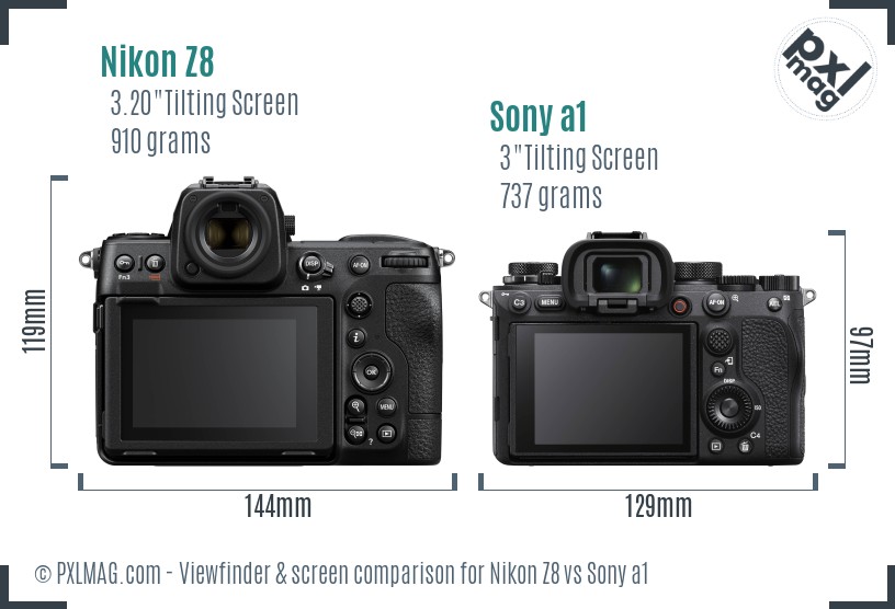 Nikon Z8 vs Sony a1 Screen and Viewfinder comparison