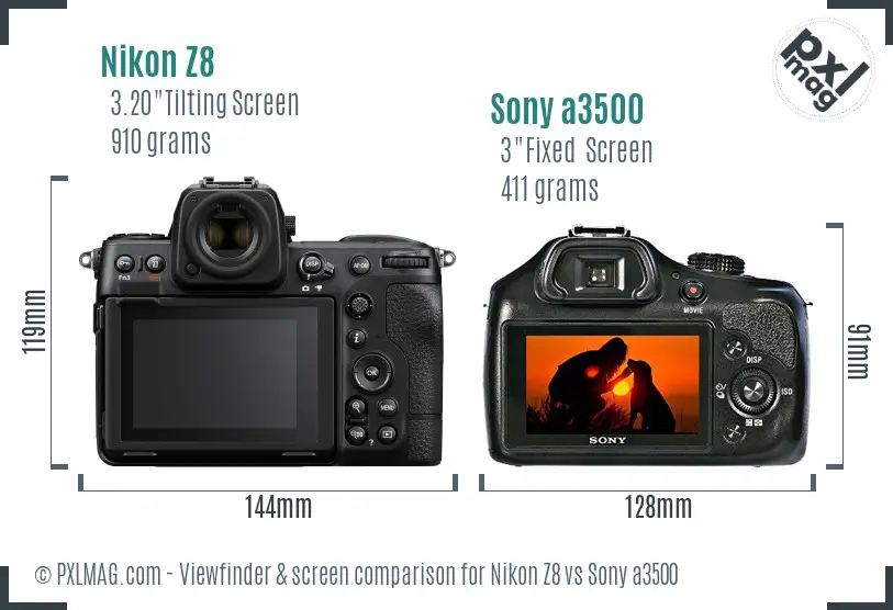 Nikon Z8 vs Sony a3500 Screen and Viewfinder comparison