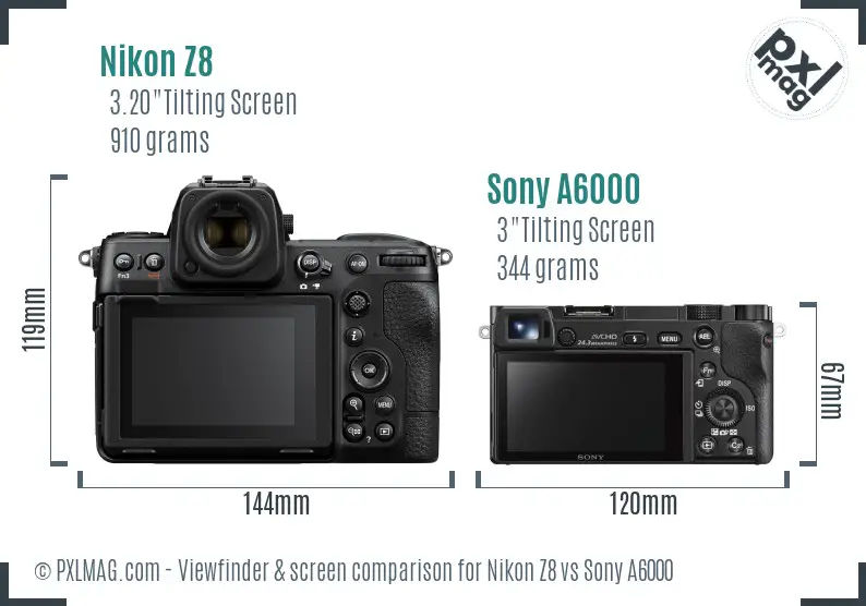 Nikon Z8 vs Sony A6000 Screen and Viewfinder comparison Nikon Z8 vs Sony A6000 Screen and Viewfinder comparison