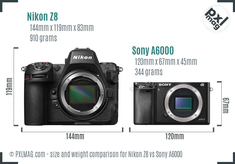 Nikon Z8 vs Sony A6000 size comparison Nikon Z8 vs Sony A6000 size comparison