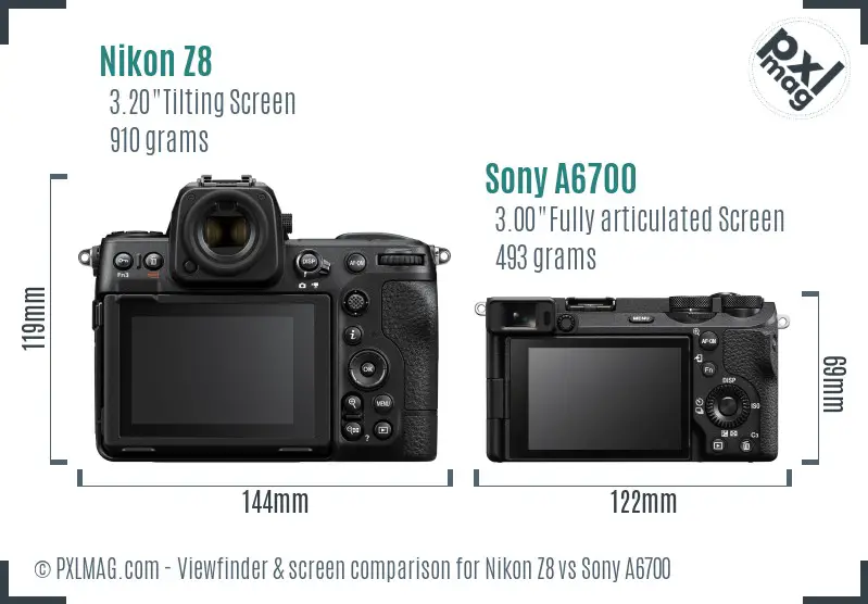 Nikon Z8 vs Sony A6700 Screen and Viewfinder comparison Nikon Z8 vs Sony A6700 Screen and Viewfinder comparison