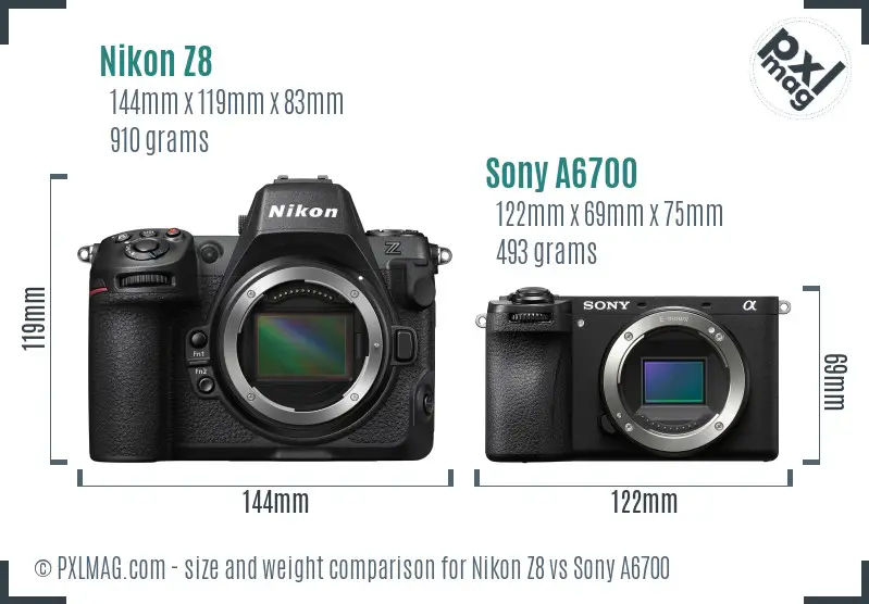 Nikon Z8 vs Sony A6700 size comparison Nikon Z8 vs Sony A6700 size comparison