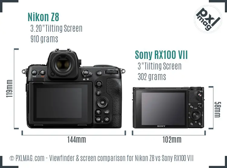 Nikon Z8 vs Sony RX100 VII Screen and Viewfinder comparison