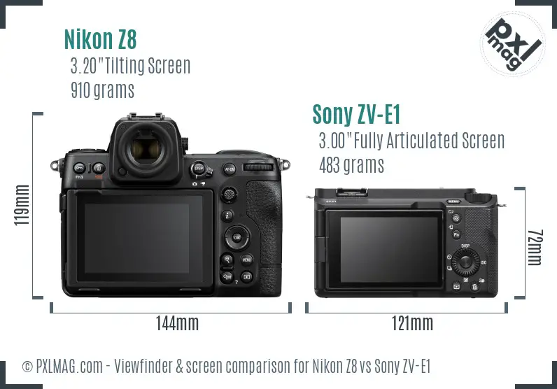 Nikon Z8 vs Sony ZV-E1 Screen and Viewfinder comparison Nikon Z8 vs Sony ZV-E1 Screen and Viewfinder comparison