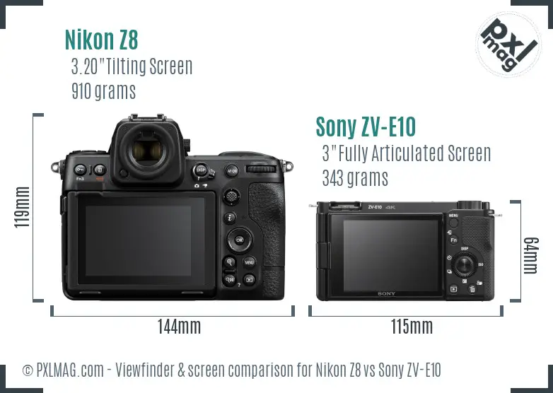 Nikon Z8 vs Sony ZV-E10 Screen and Viewfinder comparison Nikon Z8 vs Sony ZV-E10 Screen and Viewfinder comparison