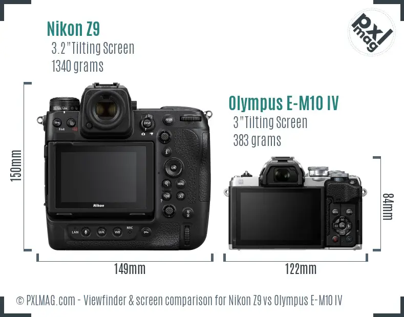 Nikon Z9 vs Olympus E-M10 IV Screen and Viewfinder comparison Nikon Z9 vs Olympus E-M10 IV Screen and Viewfinder comparison