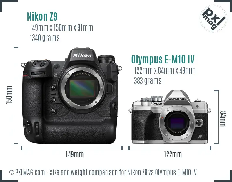 Nikon Z9 vs Olympus E-M10 IV size comparison Nikon Z9 vs Olympus E-M10 IV size comparison