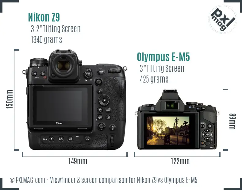 Nikon Z9 vs Olympus E-M5 Screen and Viewfinder comparison Nikon Z9 vs Olympus E-M5 Screen and Viewfinder comparison