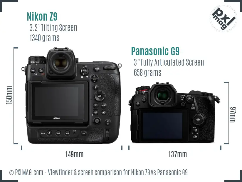 Nikon Z9 vs Panasonic G9 Screen and Viewfinder comparison
