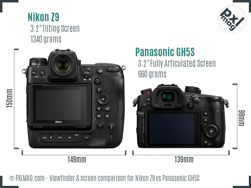Nikon Z9 vs Panasonic GH5S Screen and Viewfinder comparison