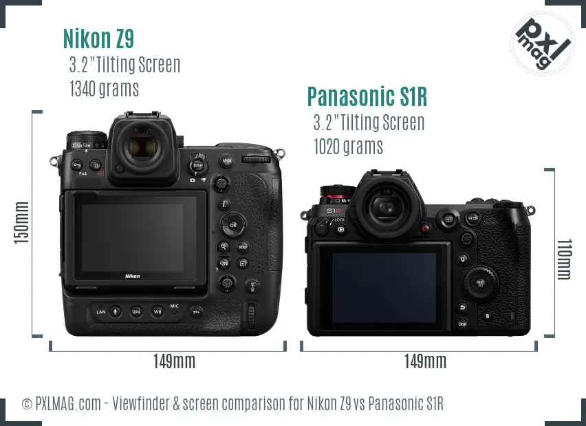 Nikon Z9 vs Panasonic S1R Screen and Viewfinder comparison