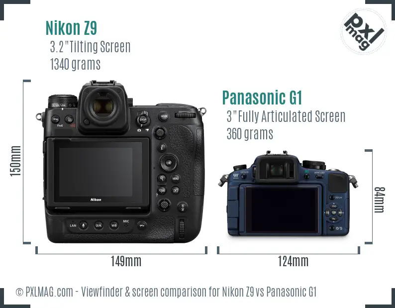 Nikon Z9 vs Panasonic G1 Screen and Viewfinder comparison Nikon Z9 vs Panasonic G1 Screen and Viewfinder comparison