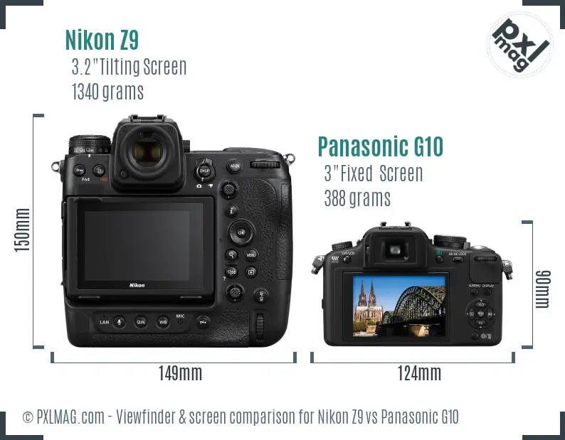 Nikon Z9 vs Panasonic G10 Screen and Viewfinder comparison