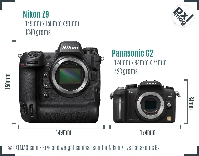 Nikon Z9 vs Panasonic G2 size comparison Nikon Z9 vs Panasonic G2 size comparison