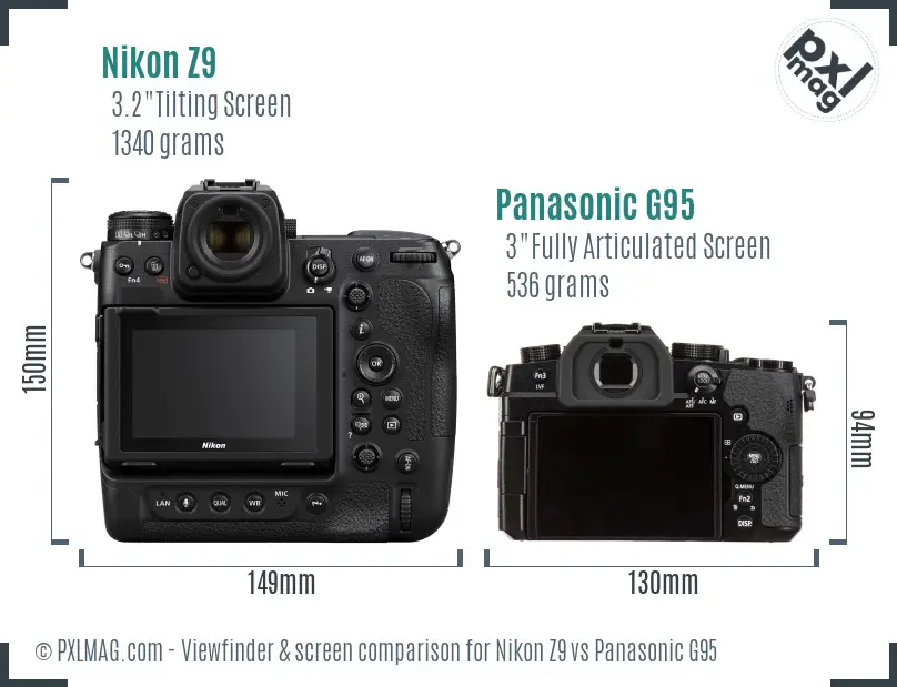 Nikon Z9 vs Panasonic G95 Screen and Viewfinder comparison