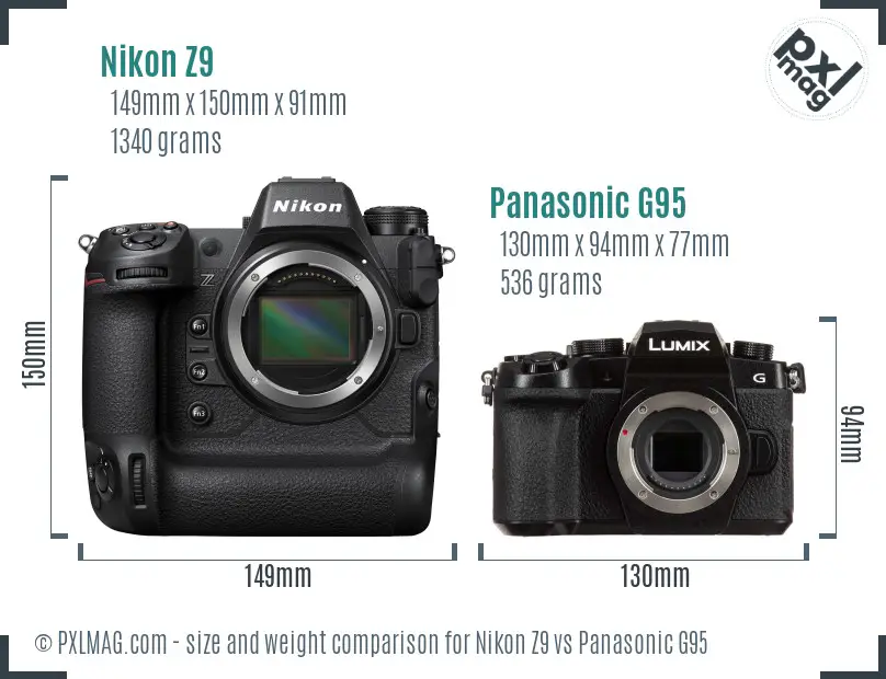 Nikon Z9 vs Panasonic G95 size comparison Nikon Z9 vs Panasonic G95 size comparison