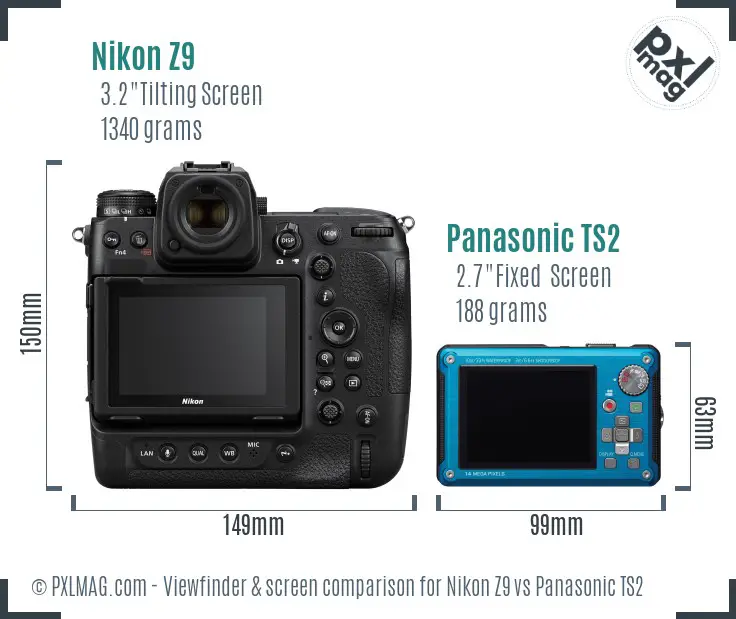 Nikon Z9 vs Panasonic TS2 Screen and Viewfinder comparison