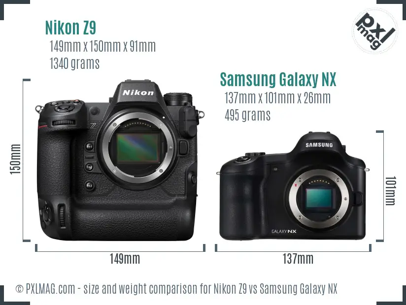 Nikon Z9 vs Samsung Galaxy NX size comparison