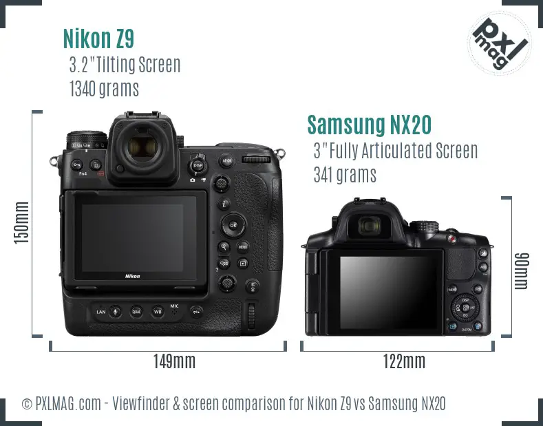 Nikon Z9 vs Samsung NX20 Screen and Viewfinder comparison Nikon Z9 vs Samsung NX20 Screen and Viewfinder comparison