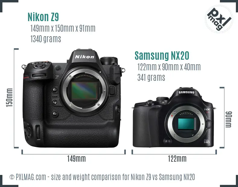 Nikon Z9 vs Samsung NX20 size comparison Nikon Z9 vs Samsung NX20 size comparison