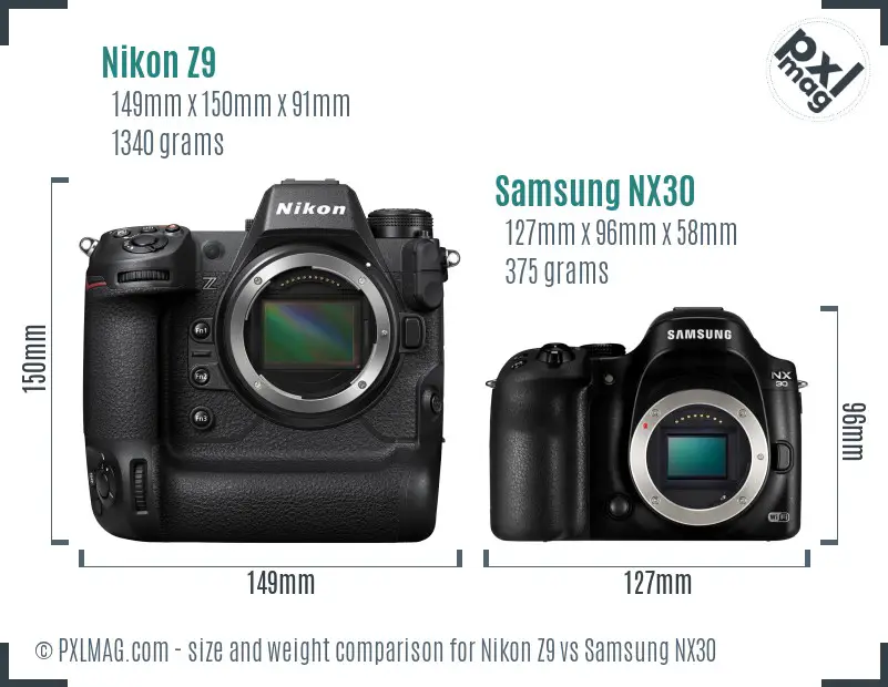 Nikon Z9 vs Samsung NX30 size comparison
