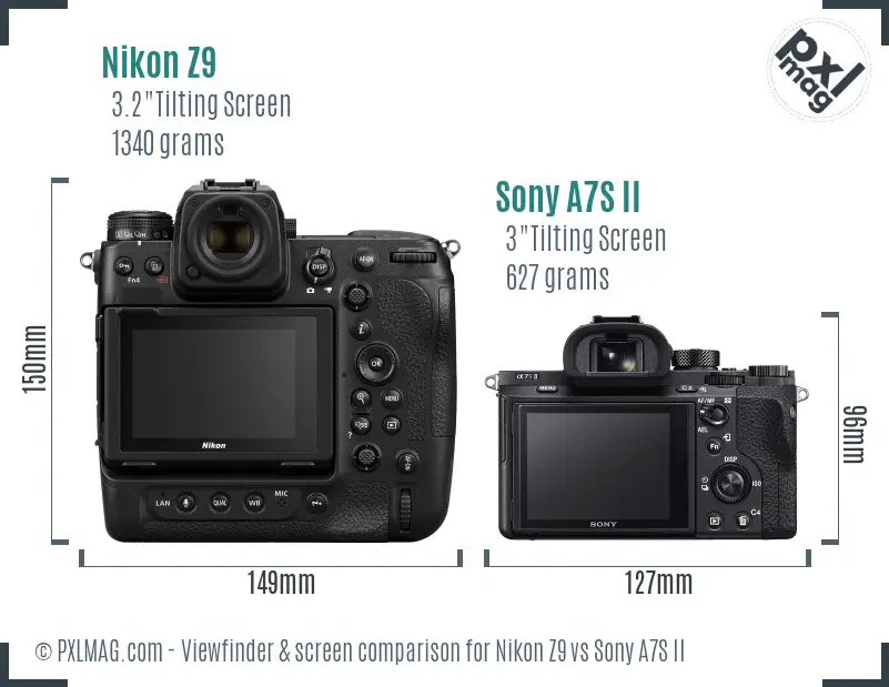 Nikon Z9 vs Sony A7S II Screen and Viewfinder comparison