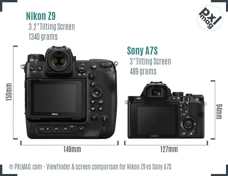 Nikon Z9 vs Sony A7S Screen and Viewfinder comparison