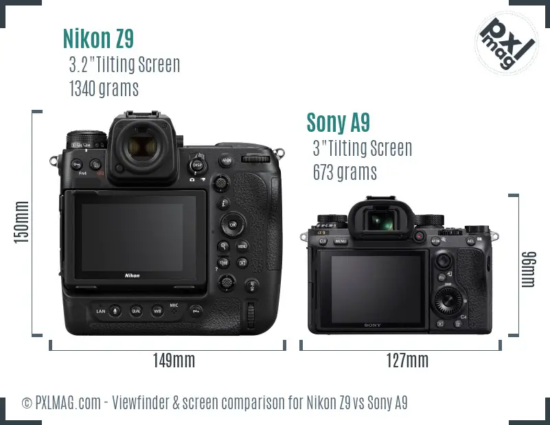 Nikon Z9 vs Sony A9 Screen and Viewfinder comparison