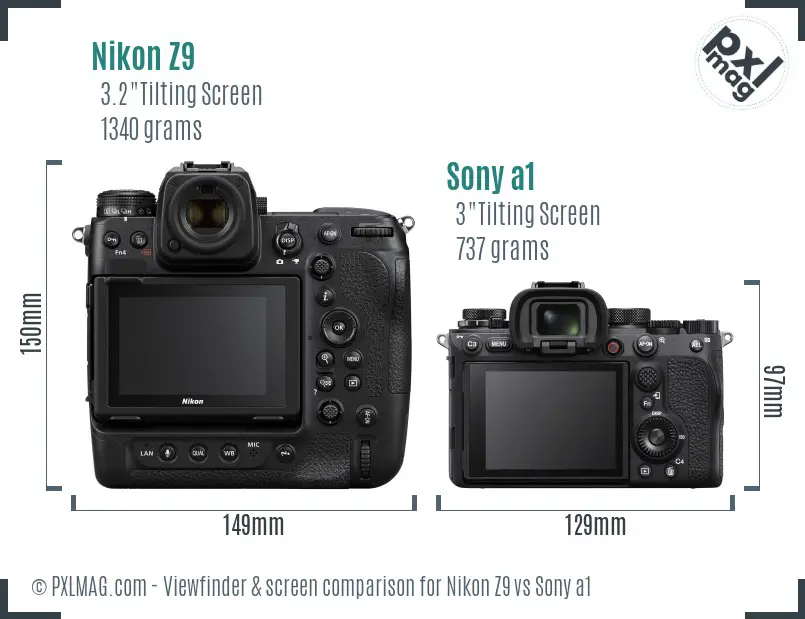 Nikon Z9 vs Sony a1 Screen and Viewfinder comparison